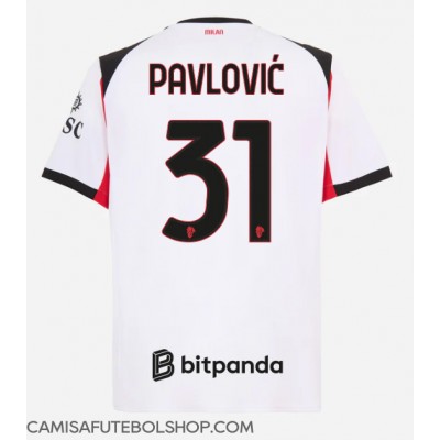 Camisa de time de futebol AC Milan Strahinja Pavlovic #31 Replicas 2º Equipamento 2025-26 Manga Curta Camisa de time de futebol AC Milan Strahinja Pavlovic #31 Replicas 2º Equipamento 2025-26 Manga Curta